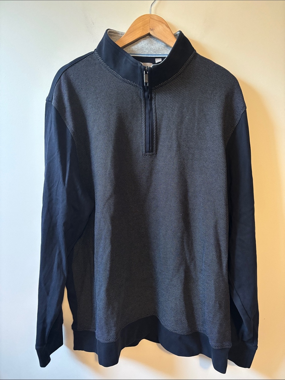 Ted Baker Men's Quarter Zip Sweater in Charcoal and Navy